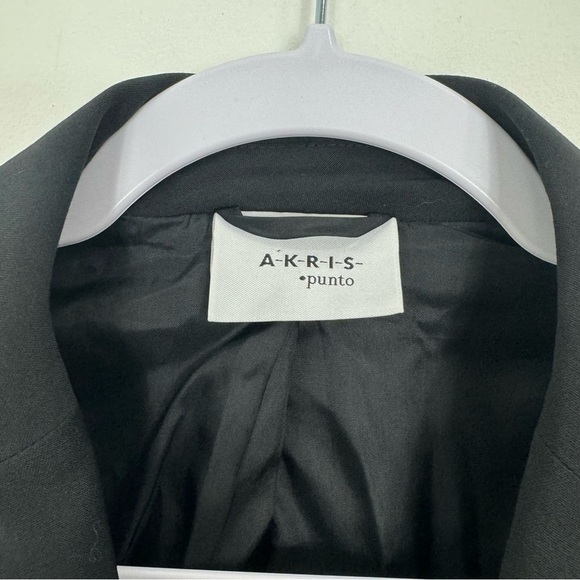 AKRIS Punto Wool Blend Blazer Jacket Suiting Size 6 Black Hook Front Vintage - Picture 6 of 15